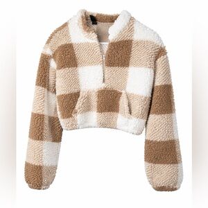 SHEIN Brown & White Checkered Hoodie